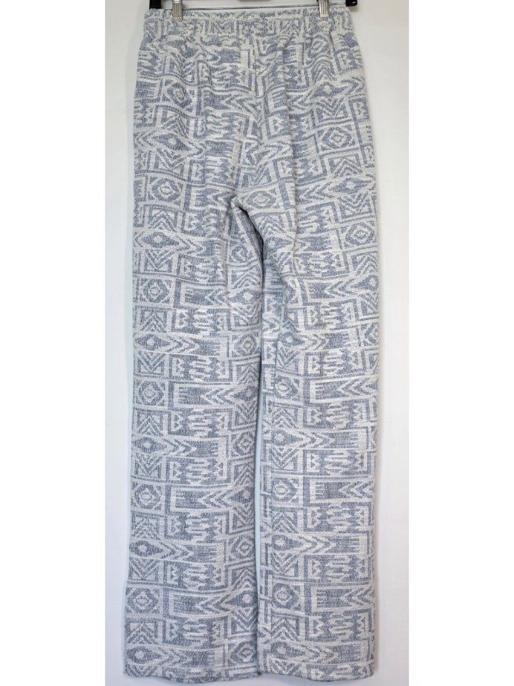 boohooMAN Mens Joggers Small Blue Aztec Jacquard Split Hem Straight Leg